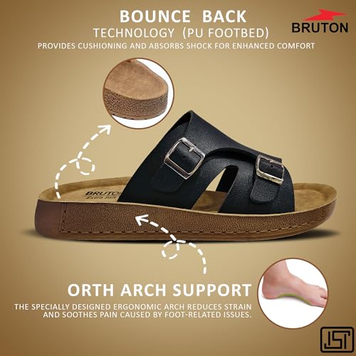 Image of BRUTON Stylish Men's Slippers | Comfortable, Lightweight & Anti-Skid | PU Material Casual Footwear for Office & Daily Use
