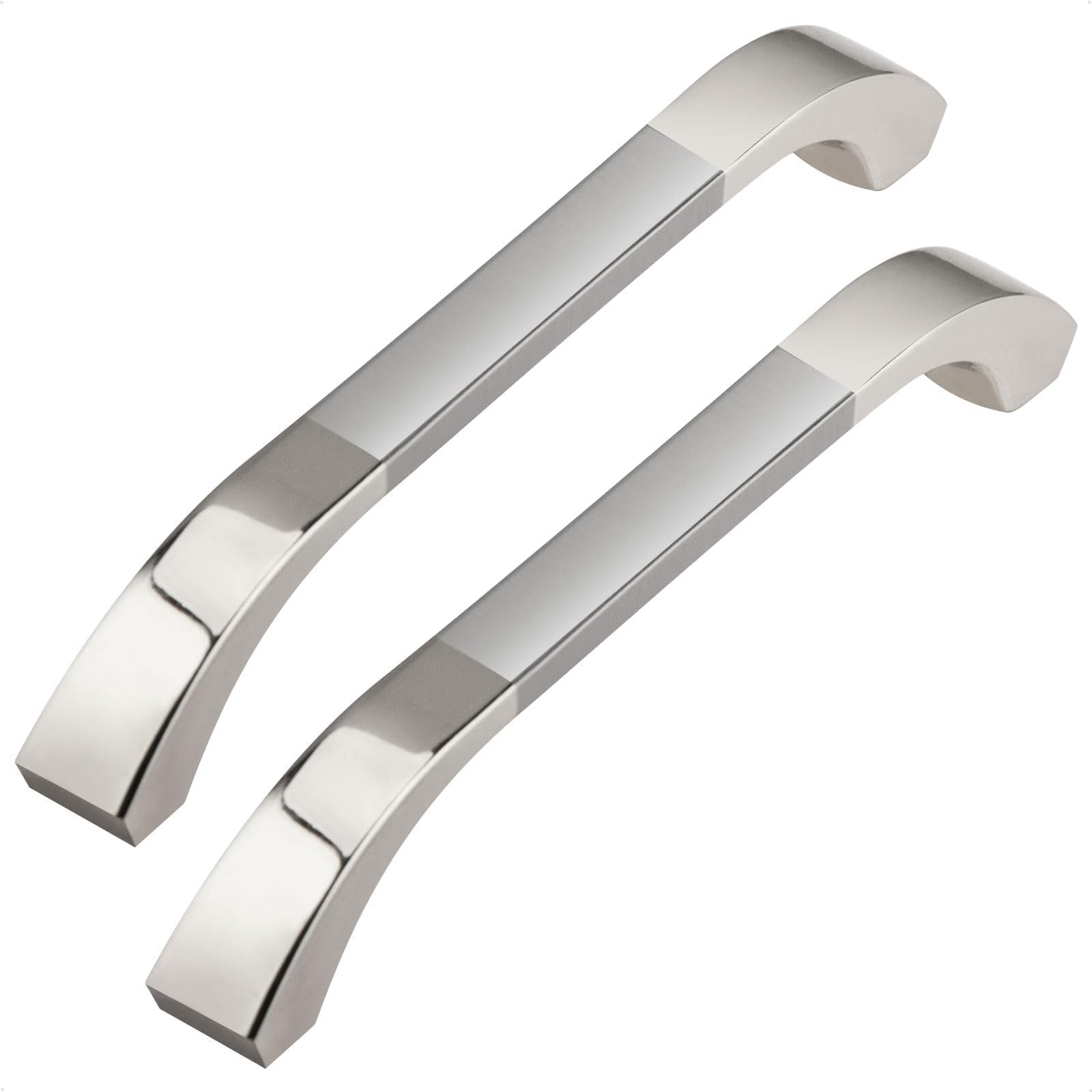 6pcs Silver Kitchen Cupboard Handle 128mm, Modern Light Grey Wardrobe Door Handle, Zinc Alloy Bathroom Cabinet Handles, Drawer Pull for Cabinet Furniture Sideboard with Screws