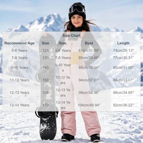 fartey Snow Suit for Kids Girls Waterproof Insulated Snow Bib Overalls - image 6