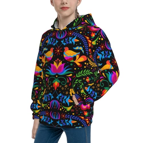 Mexican Flower Traditional1 Kid Hoodies Boys Sweatshirts Girls Pullover with Pocket2
