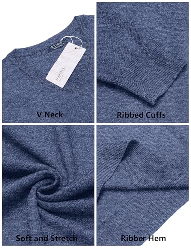 Image of COOFANDY Mens Casual V Neck Sweater Knit Slim Fit Long Sleeve Pullover Top