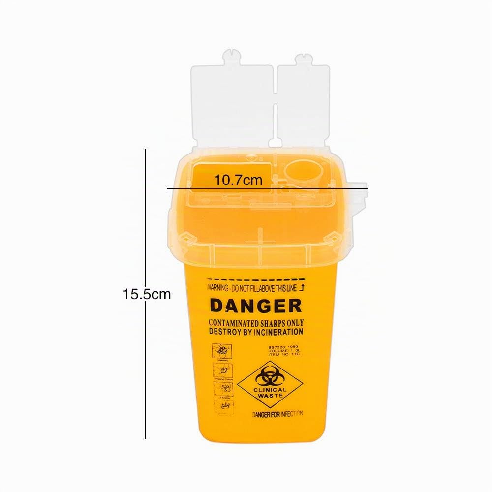 BoîTe Pointue Pour Conteneur D'Aiguilles ATOMUS 1L Tatouage En Plastique Conteneur Pointu Tatouage éLimination MéDicale BoîTe à DéChets D'Aiguille Biohazard Lock Container Tattoo Supplies (1PCJaune)