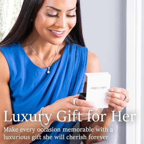 Cate & Chloe Aliyah 18k White Gold 14mm Pave Huggie Hoop Earrings with Round Cut Simulated Diamond Crystals, Small Silver Hoops for Women, Gift for Her4