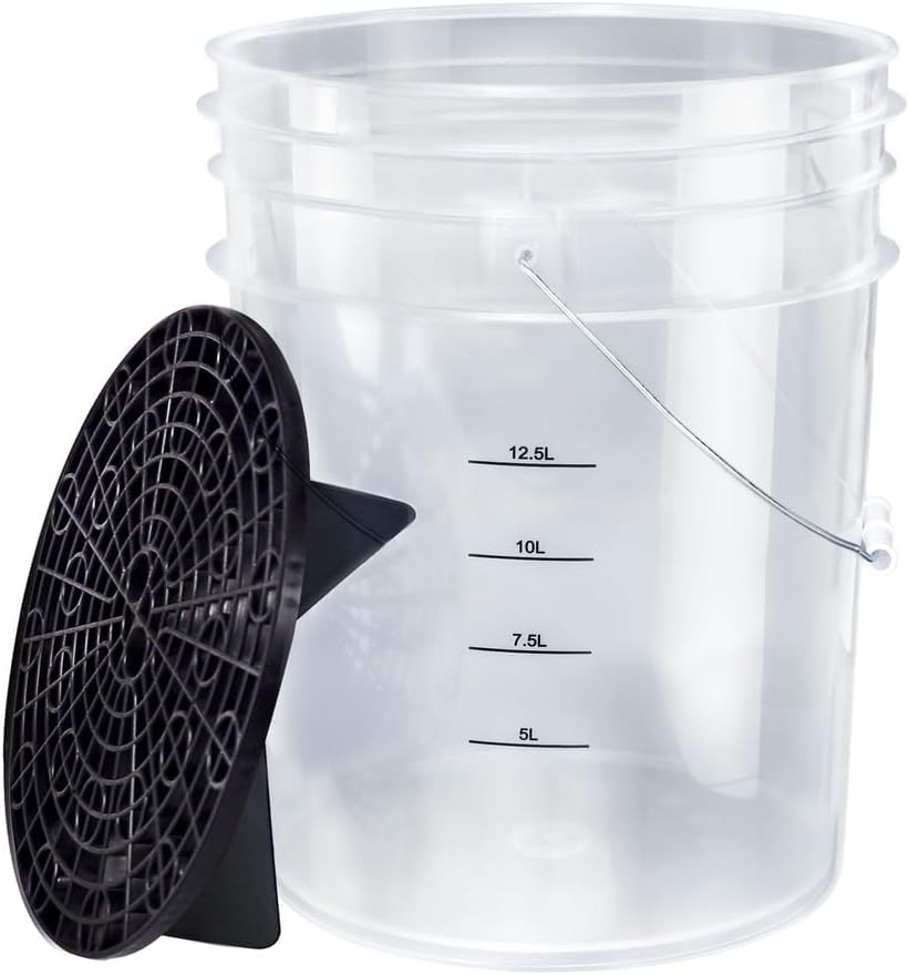 BenBow Seau de Lavage Transparent de 20 litres avec Grille de Lavage filtrante - idéal pour Le...