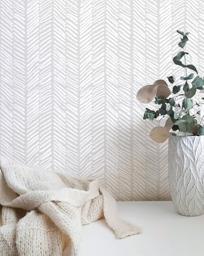 MelunMer Grey Striped Peel and Stick Wallpaper Boho Removable 787"×17.3"