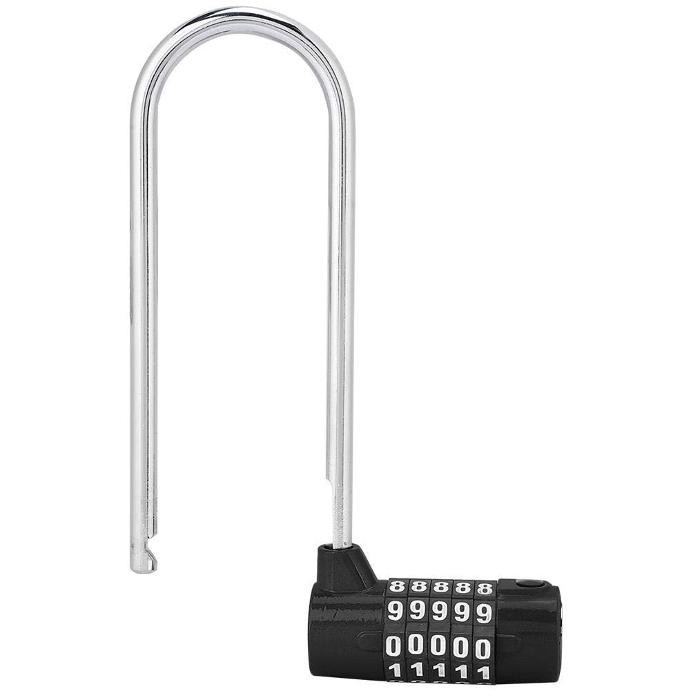 Cerradura de puerta, cerradura de código de combinación de 5 diales, candado de contraseña de aleación de zinc duradero en forma de U extra largo, para gabinetes, manijas de puerta, gimnasio, bicicle