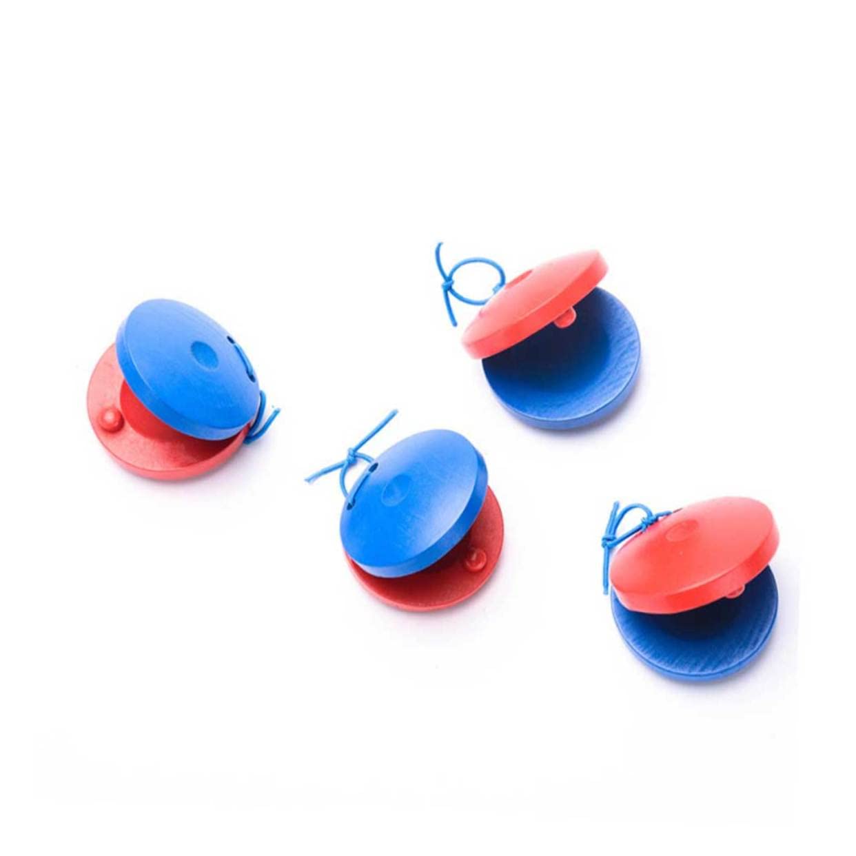 SUPVOX 4pcs Wooden Castanets for Early Musical Education Safe and Wood Color for Hand Eye Coordination and Rhythm Development