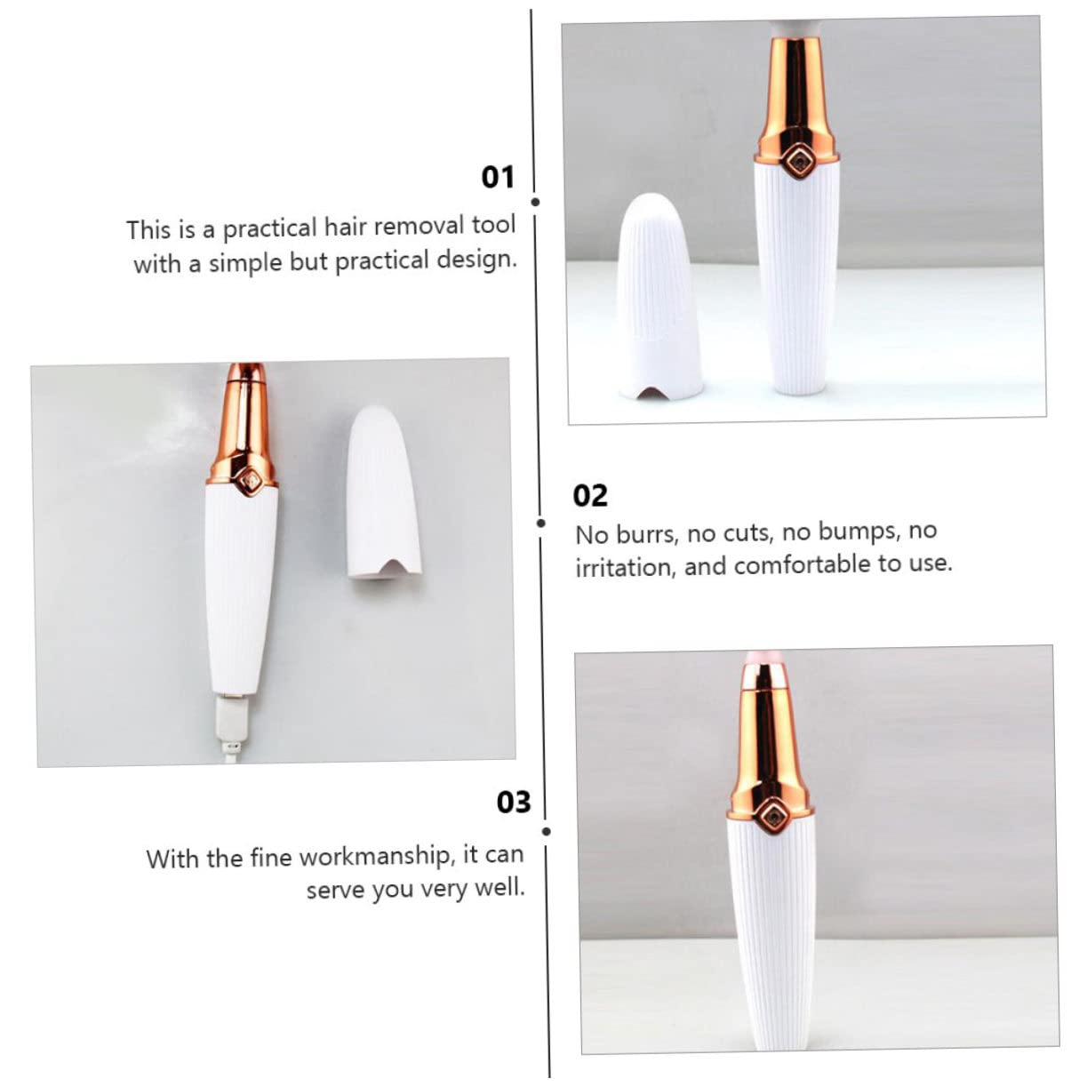 Beaupretty 3piezas Afeitadora Eléctrica Multifuncional Usb Para Mujeres Recortadora De Cejas y Depilación Facial Cabezal Intercambiable Seguro