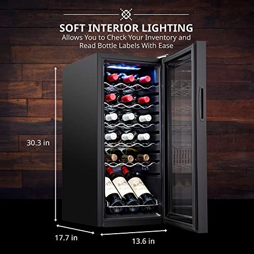 Ivation 18 Bottle Compressor Wine Cooler Refrigerator w/Lock, Large Freestanding Wine Cellar For Red, White, Champagne or Sparkling Wine, 41f-64f Digital Temperature Control Fridge Glass Door Black - Image 5