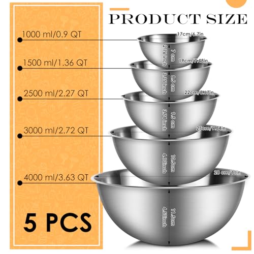 Set de 5 tazones de acero inoxidable para mezclar miniatura 2