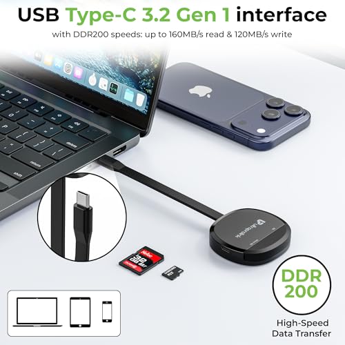 Image of UltraProlink Mag-Vault | Mag-Safe USB-C 3.2 SD & microSD Card Reader| Dual Slot- 2TB Each | 100W PD Pass-Through | 160MB /s DDR200 Speeds | Plug & Play for USB-C iPhone, iPad, Mac, Android|UM1271