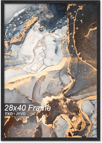 Fxojyvo 28x40 Picture Frame Black Engineered Wood Wall Hanging