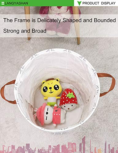 Image of Laundry Basket Canvas Fabric Collapsible Organizer Basket for Storage Bin Toy Bins Gift Baskets Bedroom Clothes Children Nursery Hamper (Gery wave)