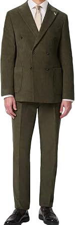 ORBITRAY Mens 2 Piece Velvet Suit Double Breasted Men Suit for Weeding Prom Christmas Velvet Jacket Set