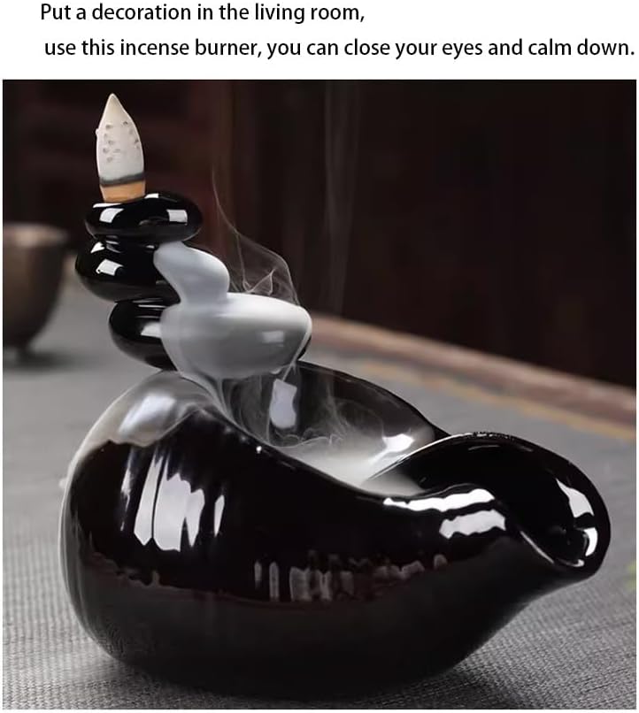 Incense burner ，incense holder ，backflow incense burner ，Decor Accessory Creative Backflow Incense Burner Waterfall Incense Holder and Handmade Censer Incense Cone Holder for Relaxation Yoga Incense H