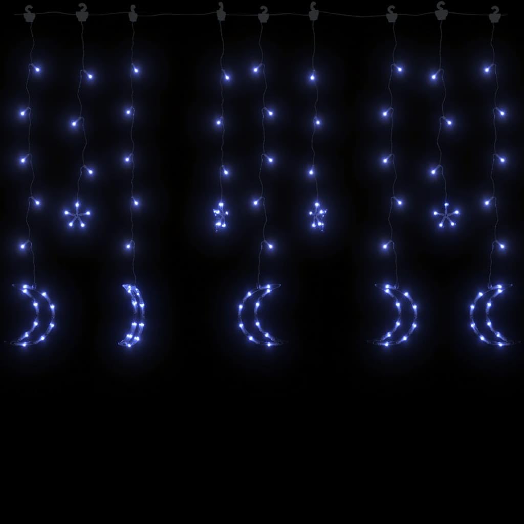 Star and Moon - Guirnalda de luces con mando a distancia, 138 LED, color azul