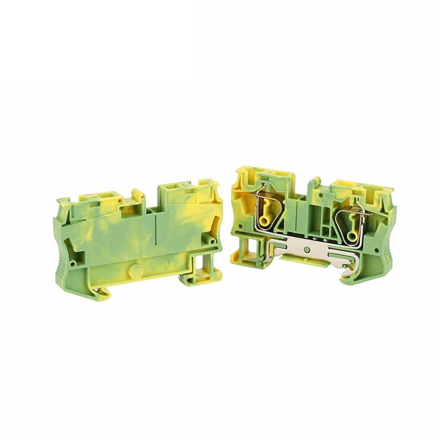 5Pcs ST6-PE Ground Din Rail Connector Spring-cage 6mm² Wire Protective Electrical Green Yellow Earth Terminal Block ST 6-PE