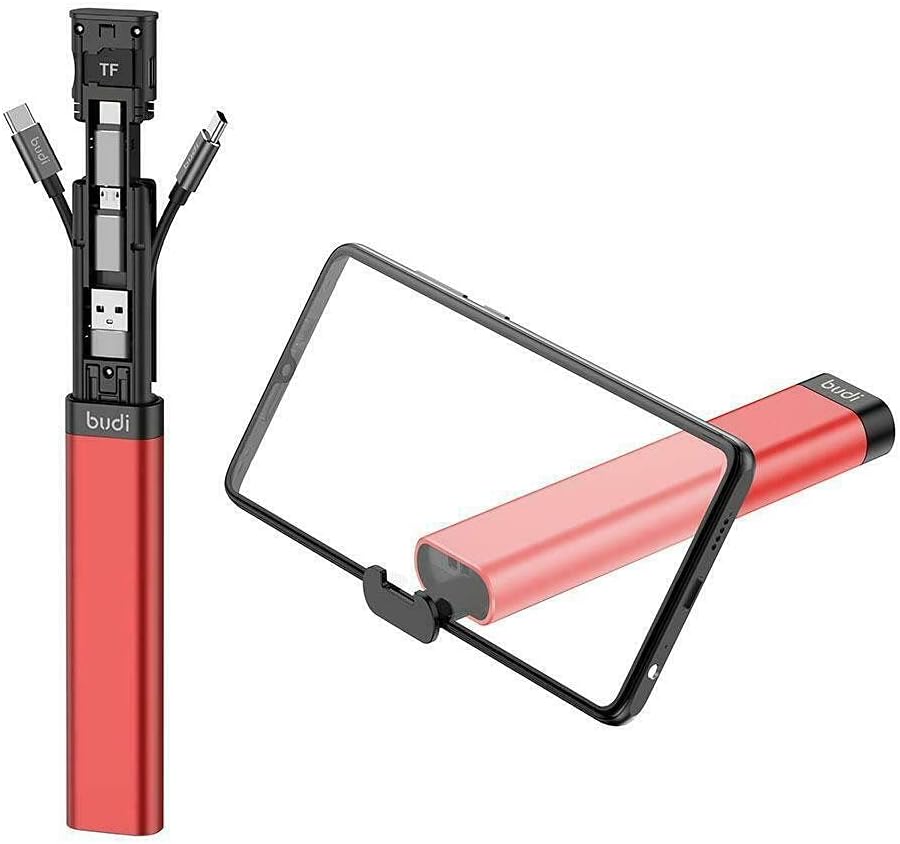 fonefunshop Budi 9-In-1 Essential Travel Charging & Data Sync Cable Stick - Red