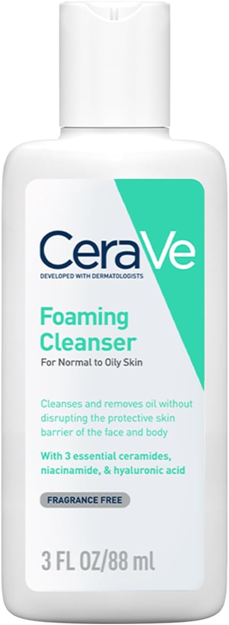 CeraVe Foaming Cleanser For Normal To Oily Skin (88ml) - Dermatologist-Developed Facewash | Non-Comedogenic And Fragrance-Free Cleansers For Acne-Prone Skin