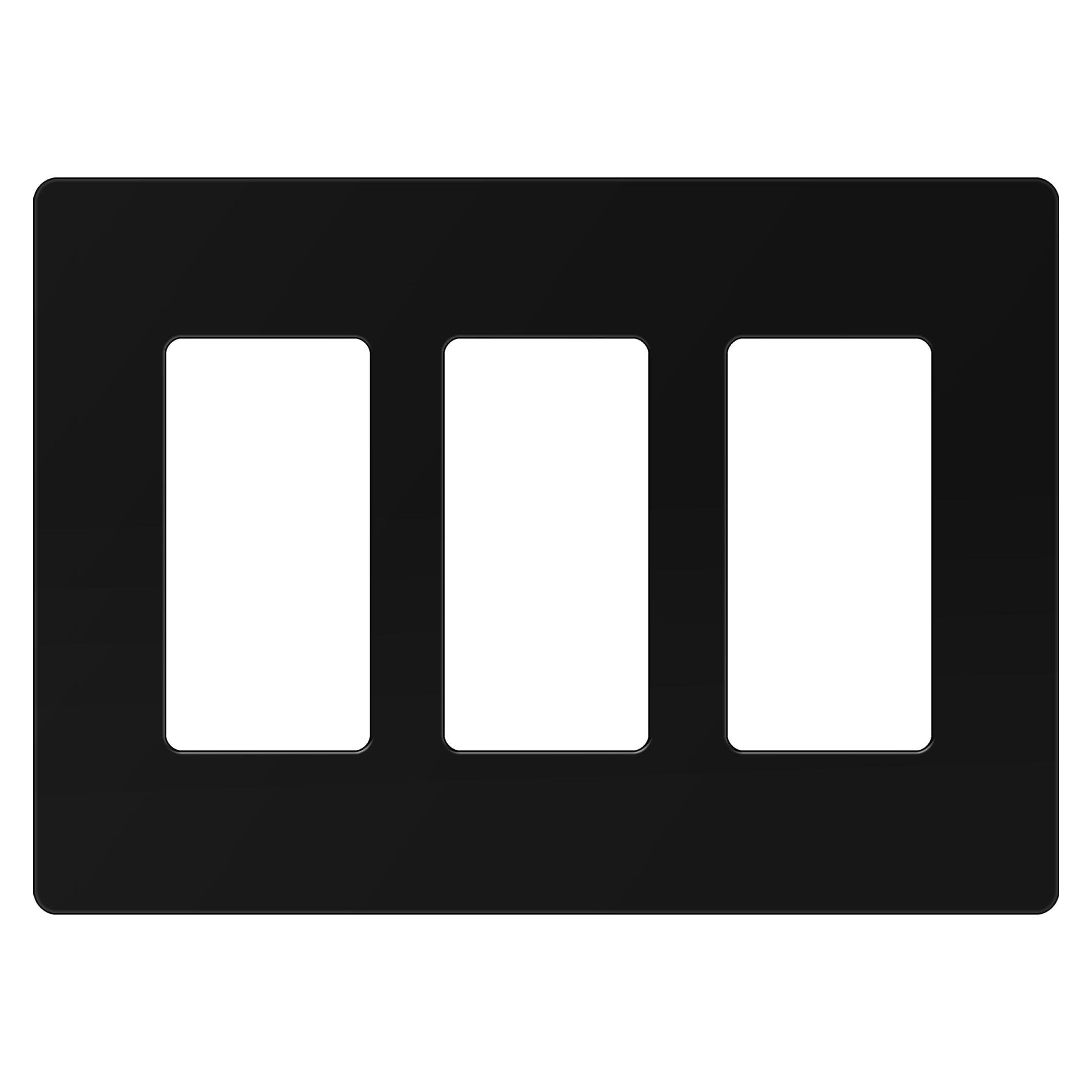 ENERLITES - SI8833-BK-STICKER Screwless Decorator Wall Plates Child Safe Outlet Covers, Size 3-Gang 4.68" H x 6.53” L, Unbreakable Polycarbonate