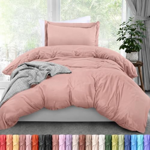 Image of Utopia Bedding Duvet Cover Twin Size - 2 Piece with Zipper Closure - 1 Comforter Cover 68X90 Inches & 1 Pillow Sham 20X26 Inches (Blush Pink) Comforter Not Included