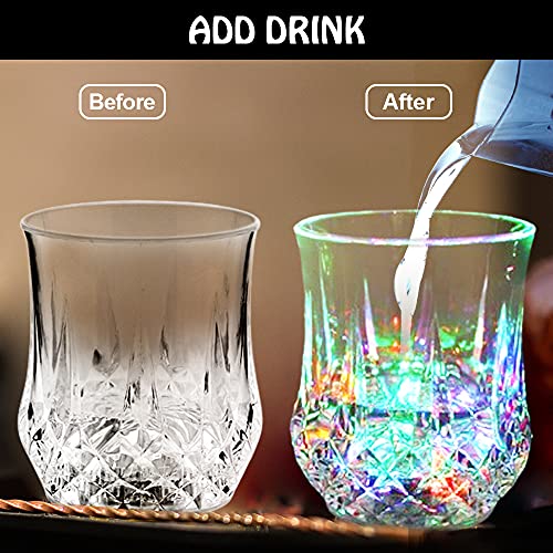 Homeya Led Cups, Flash Light Up Cups Automatic Water Activated Led Glow Shot Glasses Color Changing Wine Whisky Beer Cola Juice Drinkware Mugs For Bar Disco Night Club Party Halloween Christmas-4 Pcs #TOP2
