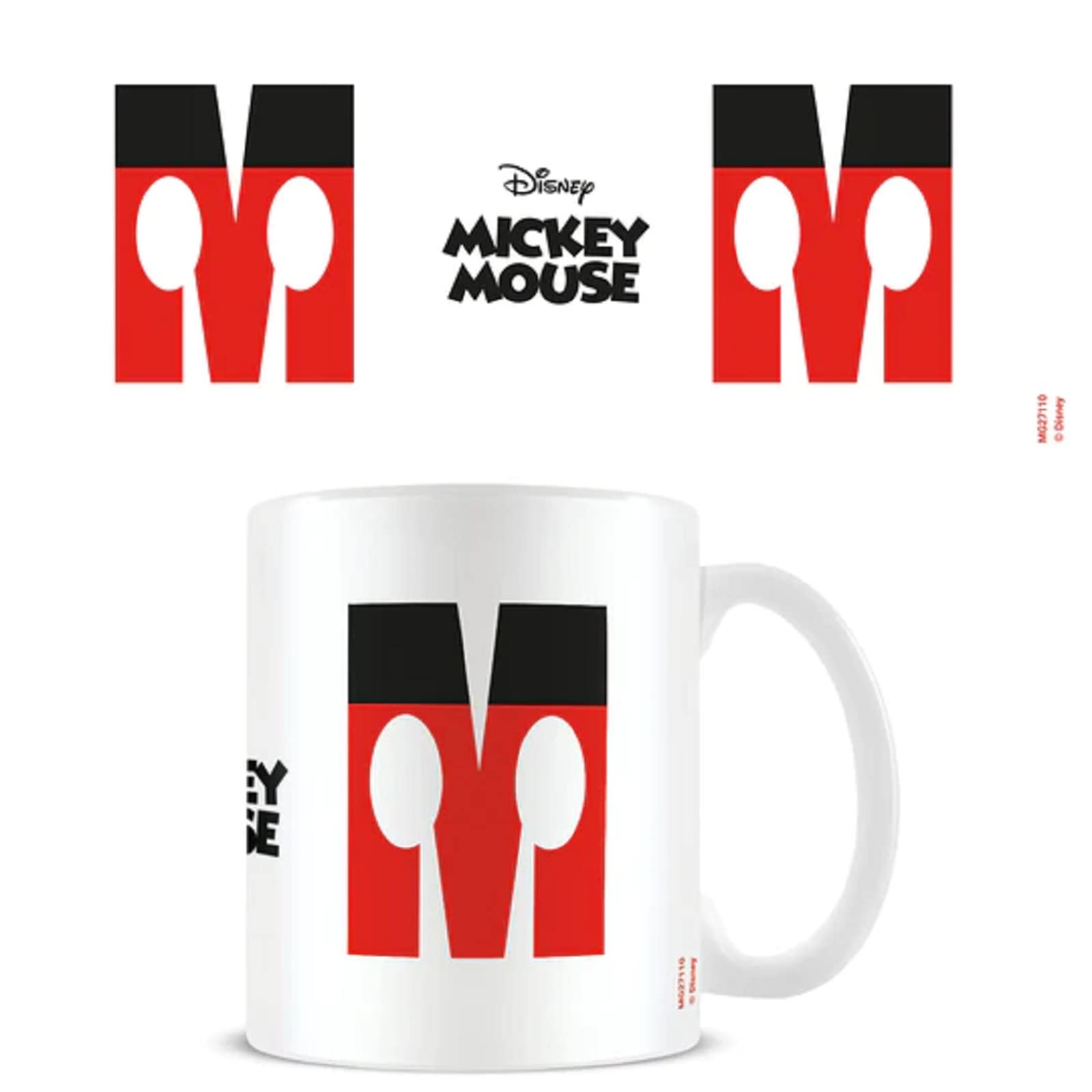 Disney Alphabet Personalised Mug (M for Mickey Mouse Design) 11oz Ceramic Coffee Mug in Presentation Disney Gift Box - Official Merchandise, Red,White