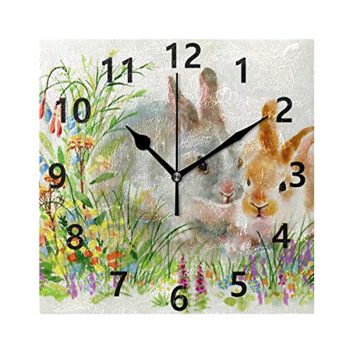 Rootti Art Orologio quadrato carino coniglio