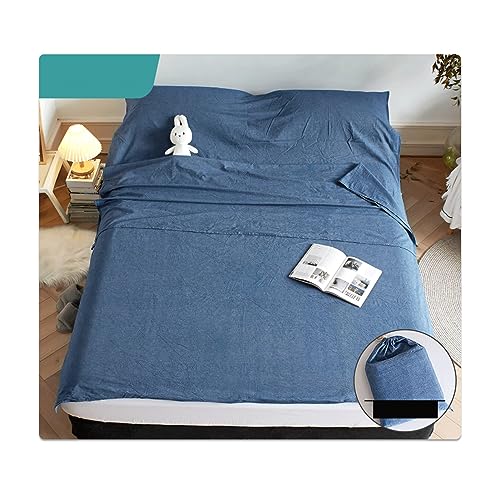 RUZGAR Sleeping Bag Liner Single Double Travel Sheet and Camping Sheet 100% Washed Cotton Comfy and Easy Care Adult Sleep Sack (Color : Blue A, Size : 130x210cm-51x82)
