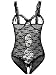 Amoretu Womens Sexy Lingerie Sheer Cupless Teddy Crotchless Lace Bodysuits, Black, One Size