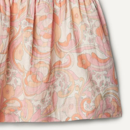 Amazon Essentials x Sofia Grainge Baby Girls' Fit and Flare Linen Dress with Ruffle Flounce Sleeves, Peach Craft Floral, 6-9 Months - image 2