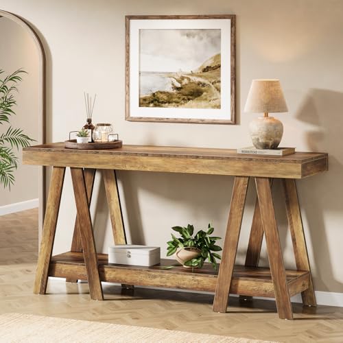 Image of Tribesigns 70.87 inch Farmhouse Console Table, 2-Tier Entryway Accent Table Behind Sofa for Living Room, Entrance, Foyer