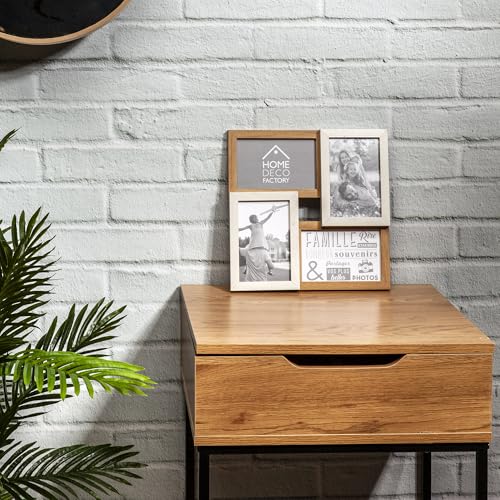 HOME DECO FACTORY - HD4204 Cadre-Photos Mural Pêle-mêle 4 Vues - Bois et Verre - Pour 4 Photos 10x15 cm - Fixation Murale Incluse - 28x28x3 cm - Beige et Blanc – Image 6