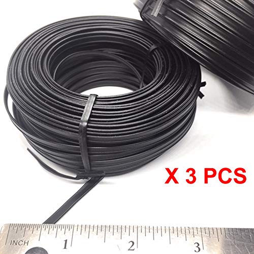 3pcs x 100FT(30m) Plastic Black Double Wire Spool - for Nose Bridge Strips for Mask, Flat Plastic Strips Straps Adjustable Nose Clips Wire for DIY Face Mask Making Accessories for Sewing Crafts