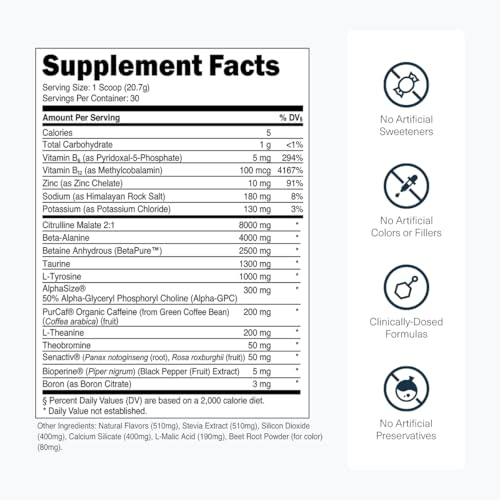 Image of Transparent Labs Bulk Pre Workout Powder - Naturally Sweetened Preworkout for Men & Women, Pre Work Out for Muscle Building & Strength w /Beta Alanine & BetaPure - 30 Servings, Watermelon