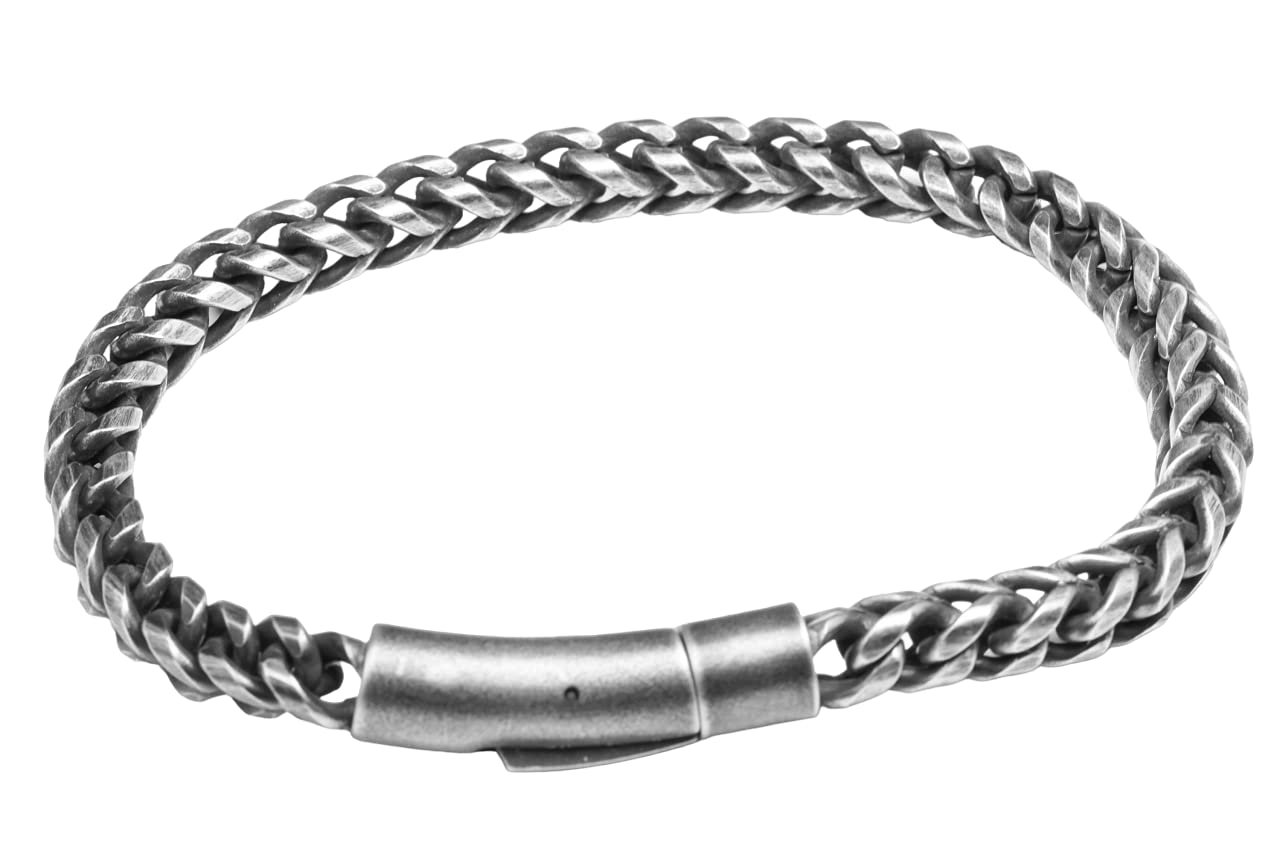 THE MEN THING FRANCO LINK DUSKY - 6mm Pure Stainless Steel Bracelet, American trending - Biker Punk Style Bracelet for Men & Boys (9 inch) (B0BFFMMPV6) Amazon Price History, Amazon Price Tracker