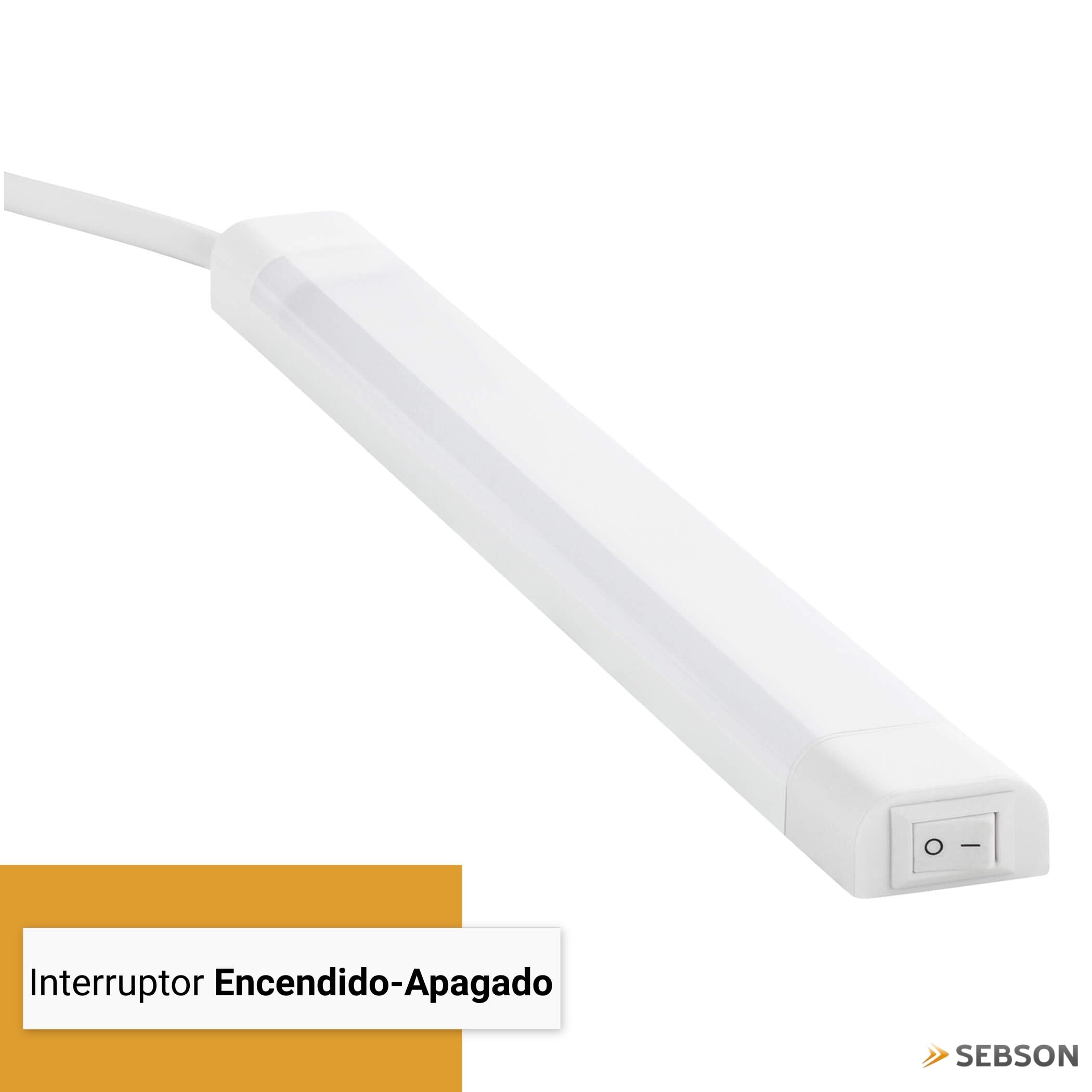 SEBSON® LED bajo mueble 50cm, Tiras de luz con enchufe y interruptor, blanco neutro 4000K, 8W Equivale a 45W, 700 Lumen, 230V, IP20, 24x13x500mm