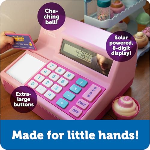 Image of Learning Resources Pretend & Play Calculator Register Toy Pink - Kids Play Set & Credit Card Toy, Register for Kids, Pretend Grocery Store Shopping Playset for Toddlers, Teaching Math Set