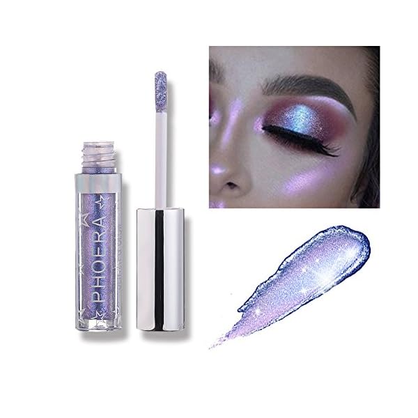 Pretty Comy 12 Colors Liquid Glitter Eyeshadow, Shimmer Liquid Eye Shadow Long Lasting Waterproof High Pigmented Liquid Metallic Eye Shadow