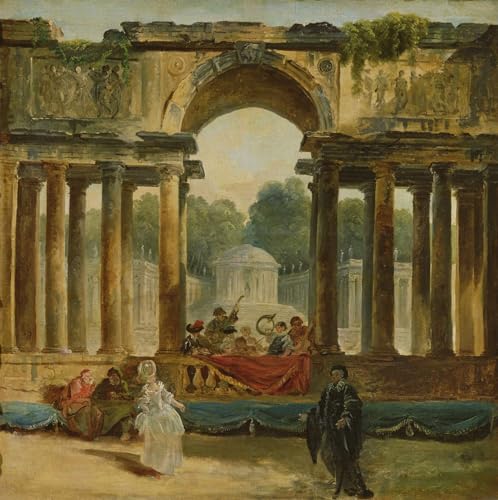 Impression d'affiches Hubert Robert toile Danse et concert dans un parc 60x90cm