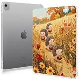 Cute Hedgehogs in The Fields Case Compatible with IPad 9th 8th 7th Generation 10.9 Inch 2021/2019/2018,Funny Cover with Trifold Stand + Pencil Holder for Boys Girls,iPad Air6 13inch 2024