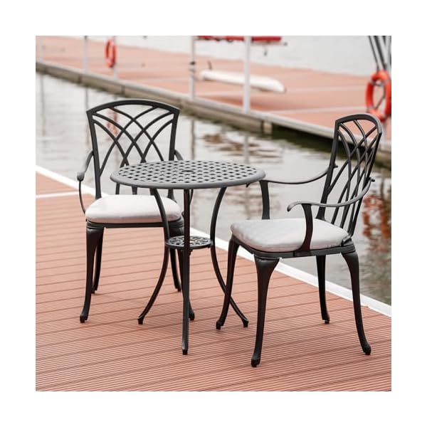 Withniture 3 Piece Patio Bistro Set with Cushions, Outdoor Bistro Table and Chairs Set of 2 with Umbrella Holes, All Weather Bistro Table Set for Garden Porch Pools - Image 8