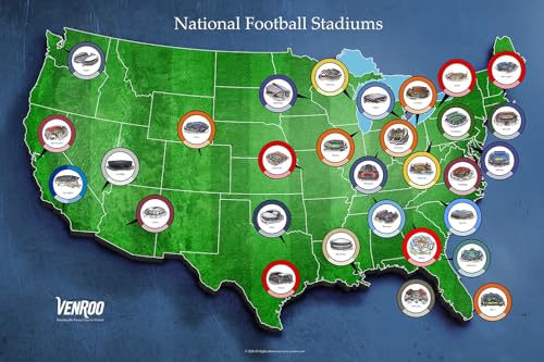 Pro Football Stadium Map Poster - Great Gift for Your Football Fan