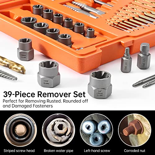 Image of XEWEA 39PCS Screw & Bolt Socket Extractor Set with Left Hand Drill Bit Set