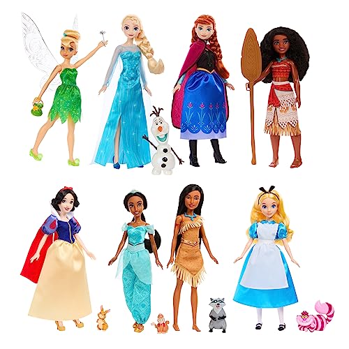 Mattel Disney Princess Fashion Doll 8-Pack with Accessories to Celebrate Disney100, Inspired by Disney Movies, Gifts for Kids and Collectors