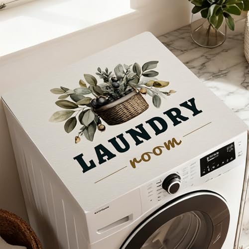 Image of Washer Dryer Top Cover Mat, Non-Slip Laundry Room Decor, Laundry Room Kitchen Appliance Decor Protector Universal 23.6 inchx19.7 inch (Laundry Room)