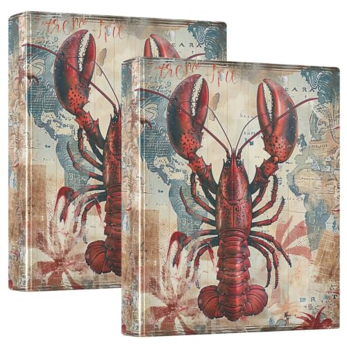Classeur homard rouge vintage 3 anneaux 3,8 cm pour éviter les feuilles volantes