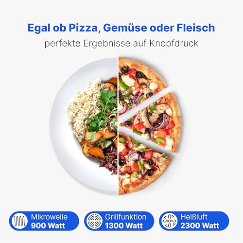 Bomann® Einbaumikrowelle mit Grill und Heißluft | 60cm | 900W Mikrowelle | 1300W Grill | 2300W...