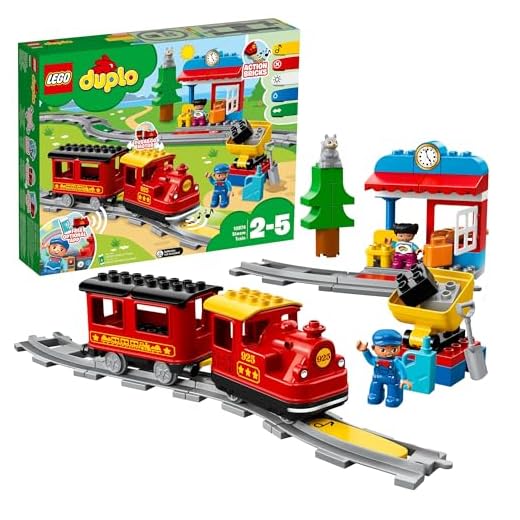 LEGO 10874 Duplo Tren de Vapor de Juguete para Niños y Niñas de 2 a 5 años con Luz y Sonido, Set con 16 Vías para Trenes y Figuras Educativas para Bebés, Idea de Regalo Infantil