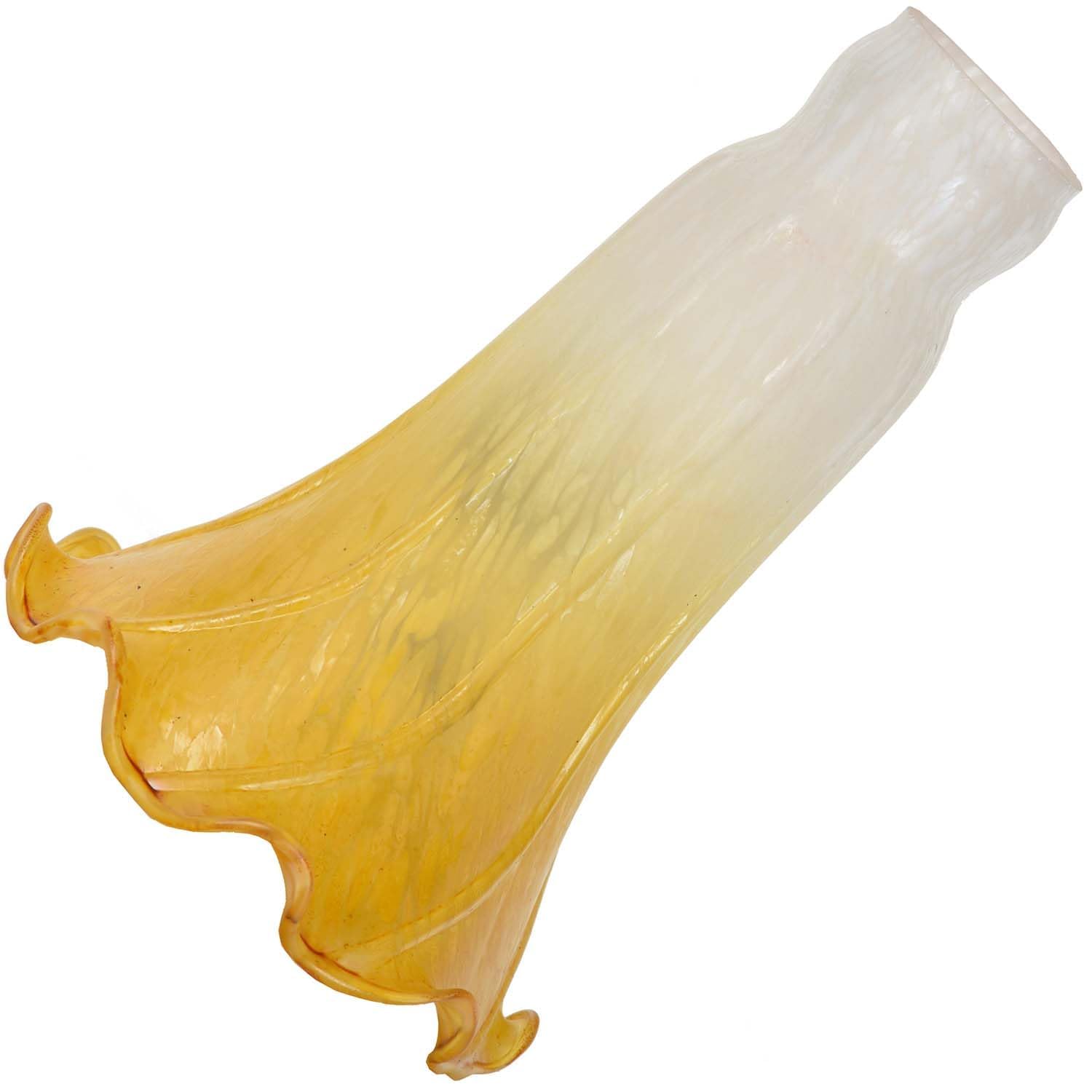 Bieye LS07 Blown Glass Lily Flower Lampshade (White Yellow, Inner Diameter 32mm x Outer Diameter 38.1mm)